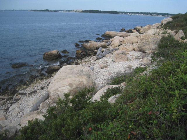 The rocky shoreline at Bluff Point State Park, the last one mile of natural shoreline in Connecticut. Picture