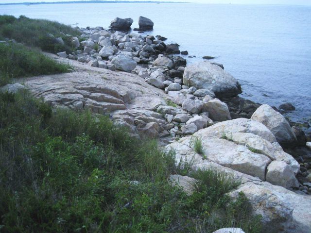 The rocky shoreline at Bluff Point State Park, the last one mile of natural shoreline in Connecticut. Picture