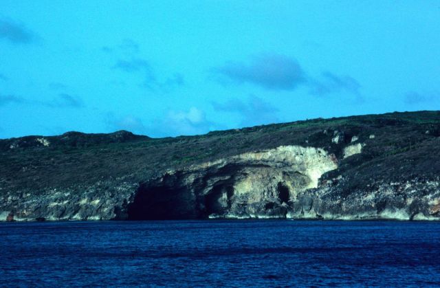 Sea caves along the Pagan Island shoreline. Picture