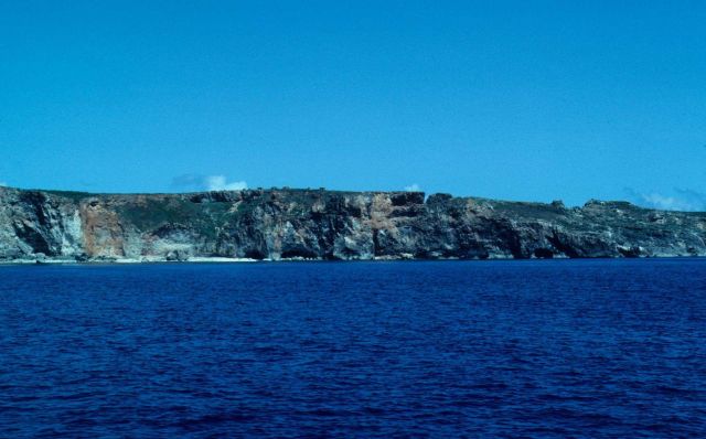 Sea caves along the Pagan Island shoreline. Picture
