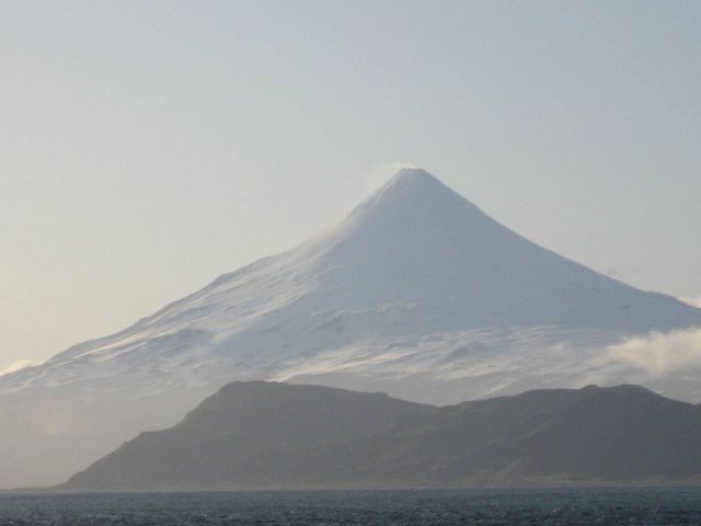 Shishaldin Volcano on a hazy day. Picture