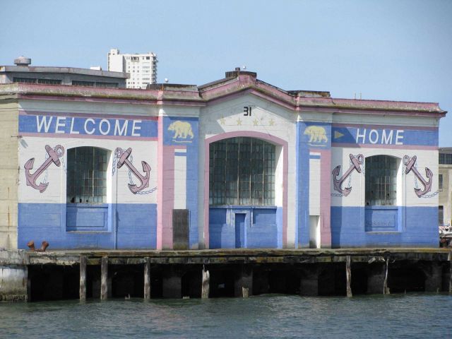 Pier 31 welcoming home the GOLDEN BEAR, training vessel of the California Maritime Academy. Picture