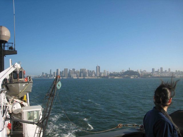 Looking astern as the MILLER FREEMAN departs San Francisco. Picture