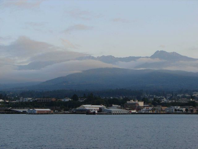 Port Angeles with the Olympic Mountains in the background. Picture