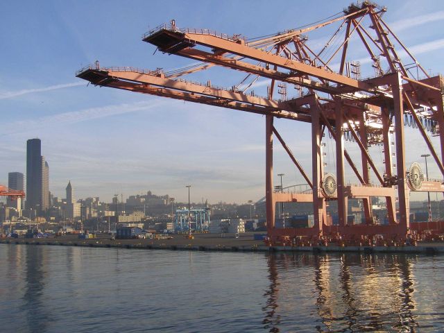 The container docks on the Seattle waterfront. Picture