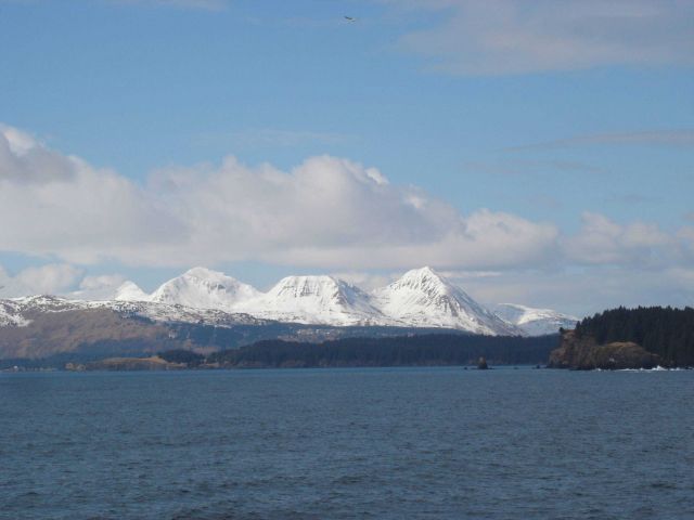 Mountains of Kodiak Island seen from offshore. Picture