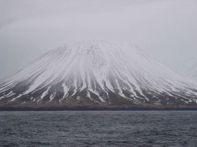A volcanic cone in the Aleutian Islands. Picture