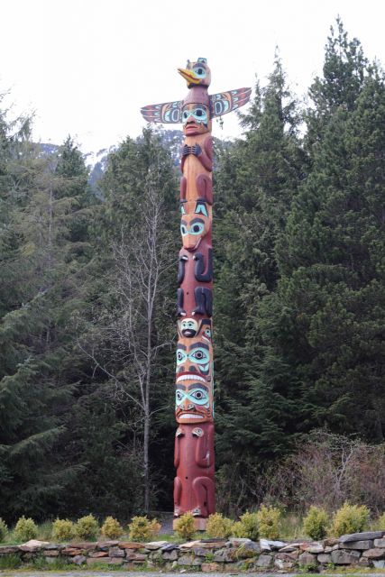 A beautiful totem pole at Saxman in the Ketchikan area. Picture