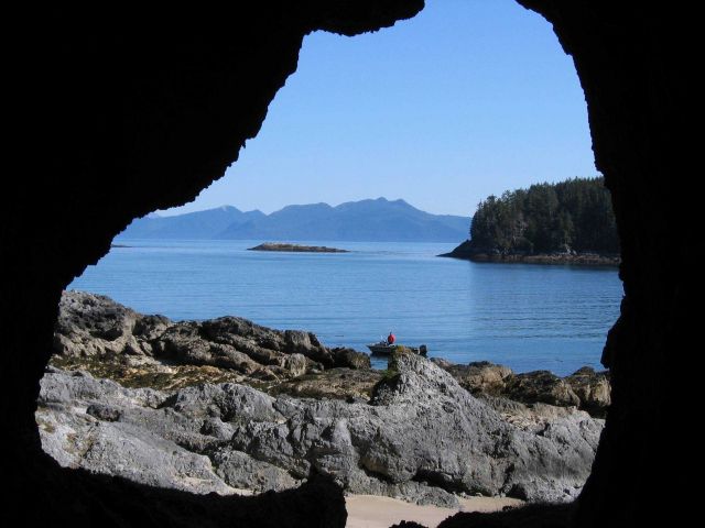 Looking out from a Sea cave in the Cape Decision area. Picture