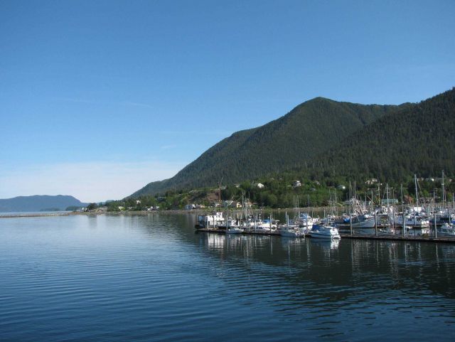 Looking north along Sitka's waterfront. Picture
