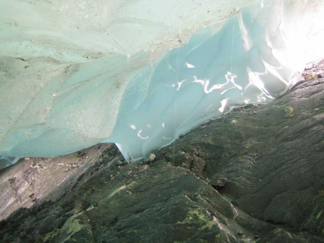 Ice-rock interface along the edge of the Mendenhall Glacier. Picture