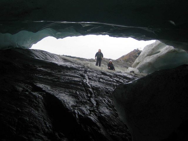 A large ice cave in the Mendenhall Glacier. Picture