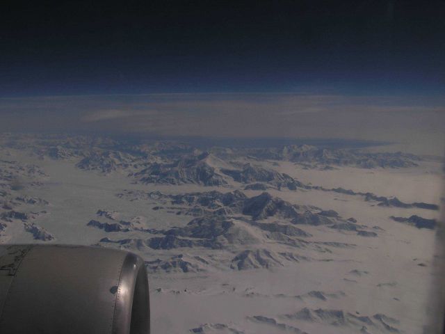 View of Alaska coastal mountains from an airplane. Picture