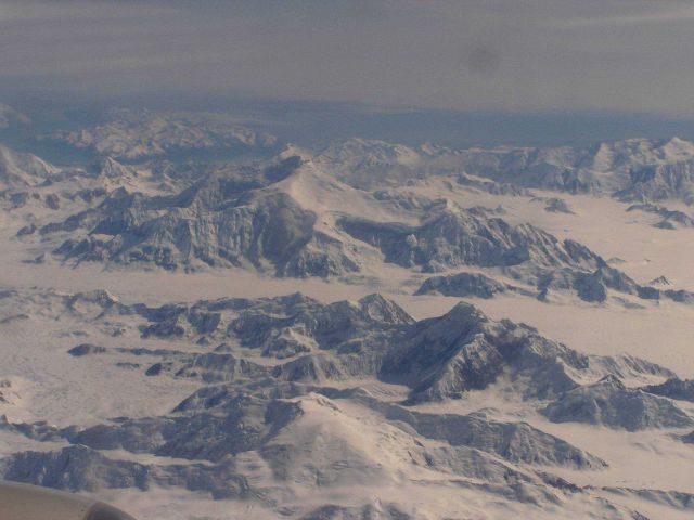 View of Alaska coastal mountains from an airplane. Picture