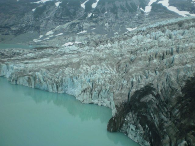 Hallo Glacier terminus on a small glacial lake across Shelikof Strait from Kodiak Island. Picture