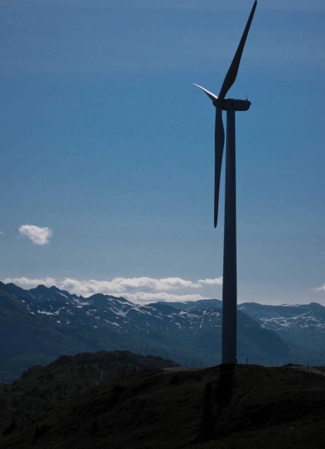 Windmill on ridge above Kodiak. Picture