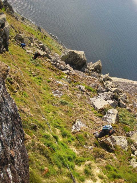 Hiking up on the hill and water visible from top - Little Diomede Island, Alaska Picture