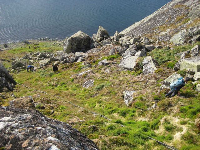 Trekking up towards the top - Little Diomede Island, Alaska Picture