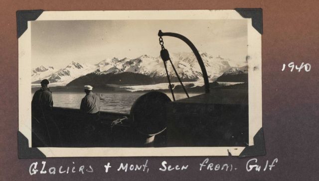 Glaciers and mountains seen from the Gulf of Alaska. Picture