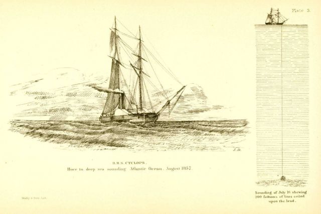Sounding on the HMS CYCLOPS in mid-Atlantic Ocean in August 1857 Picture