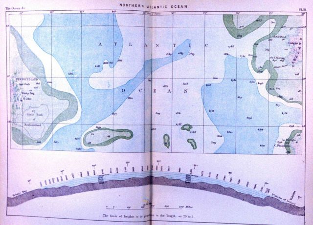 Map of the North Atlantic Ocean published on the eve of the CHALLENGER Expedition in 