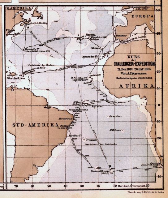 Map of the Atlantic Ocean published after the outward bound segment of the CHALLENGER Expedition Picture