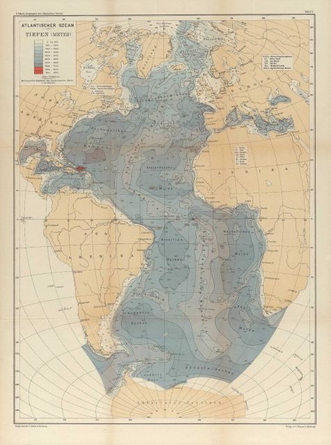 A 1912 map of the Atlantic Ocean by the German oceanographer Gerhard Schott Picture