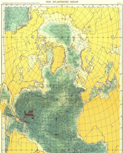 The northern half of the 1912 Atlantic Ocean map by Max Groll Picture