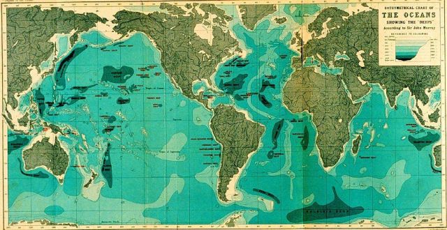 Sir John Murray's map of the world ocean published in 1912 Picture