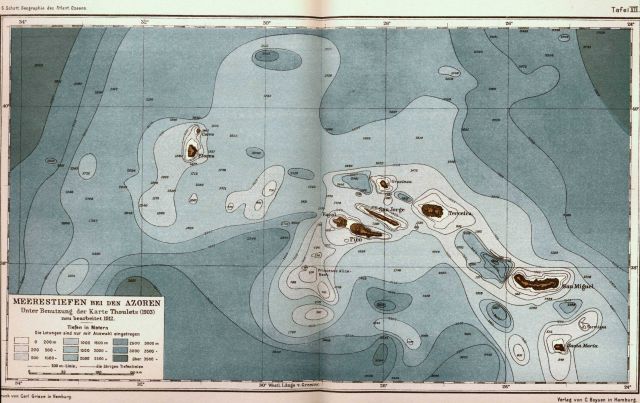 A map of the rugged topography around the Azores Islands produced by Gerhard Schott Picture