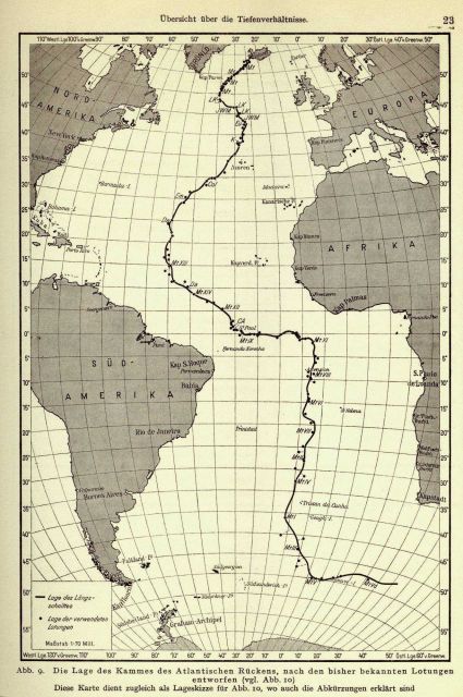 The center of the Mid-Atlantic Ridge showing where soundings had been made Picture