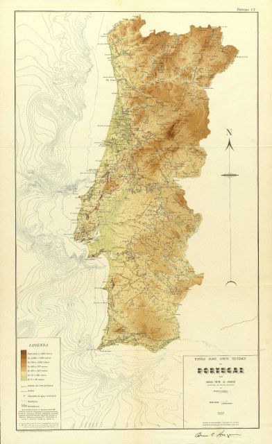 1937 tectonic map including offshore bathymetry of Portugal showing numerous offshore canyons Picture