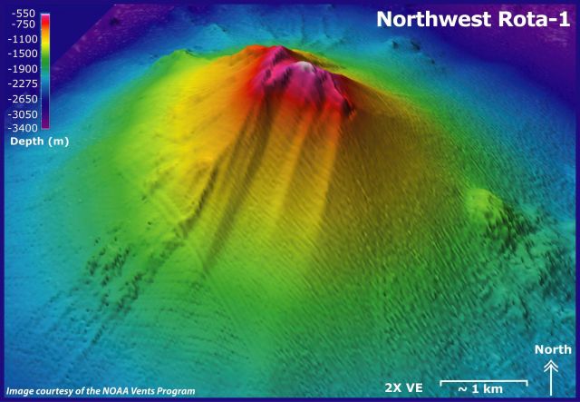 3-D view of Northwest Rota Volcano. Picture