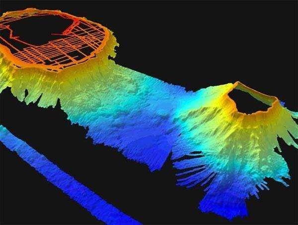 3-D view of an un-named bank and the slopes of Lisianski Island in the Northwest Hawaiian Islands Picture