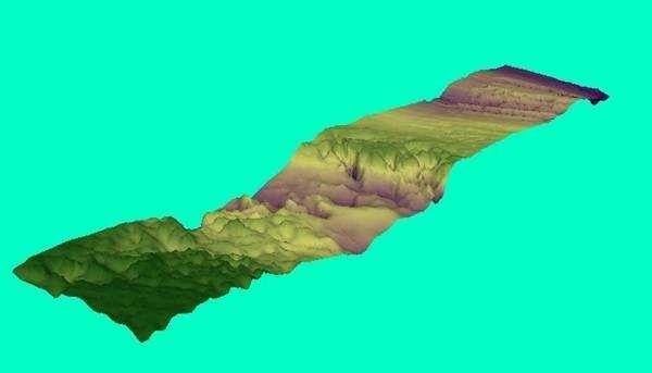 3-D view of Charleston Bump area off South Carolina coast. Picture