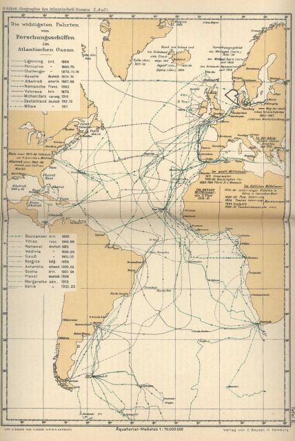 The major oceanographic expeditions in the Atlantic Ocean up to 1924 by Gerhard Schott. Picture