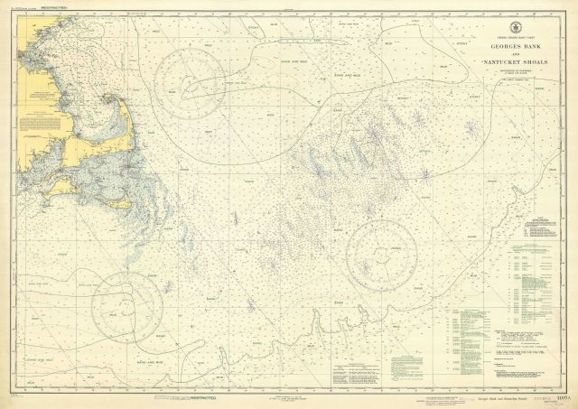 Coast and Geodetic Survey chart Georges Bank to Nantucket Shoals showing bottom characteristics as mapped by Woods Hole Oceanographic Institution for  Picture