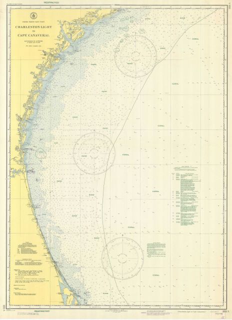 Coast and Geodetic Survey chart Charleston Light to Cape Canaveral showing bottom characteristics as mapped by Woods Hole Oceanographic Institution fo Picture