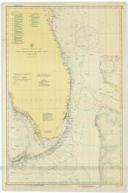 Coast and Geodetic Survey chart Cape Canaveral to Key West showing bottom characteristics as mapped by Woods Hole Oceanographic Institution for the Na Picture