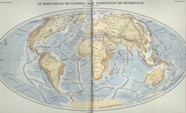 German map showing most of the major divisions of the oceanic basins including major ridges and basins Picture