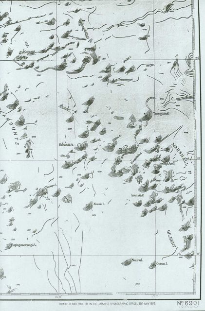 Section of Bathymetric Chart of the Northwest Pacific showing area around Marshall Islands Picture
