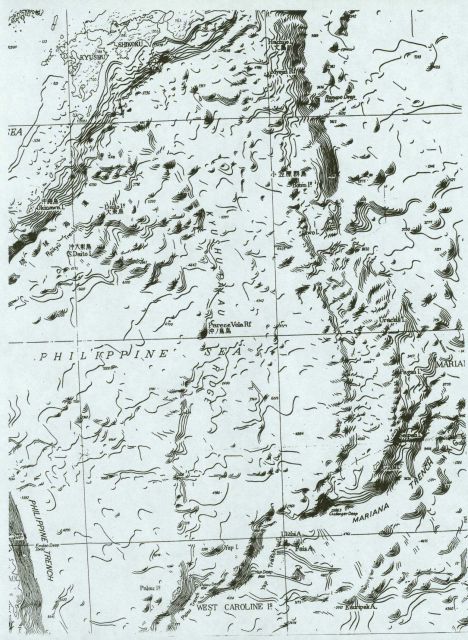 Section of Bathymetric Chart of the Northwest Pacific showing area aound Mariana Trench Picture