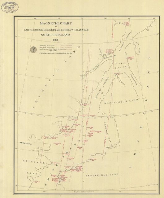 Magnetic Chart of Smith Sound, Kennedy and Robeson Channels North Greenland 1883 Picture