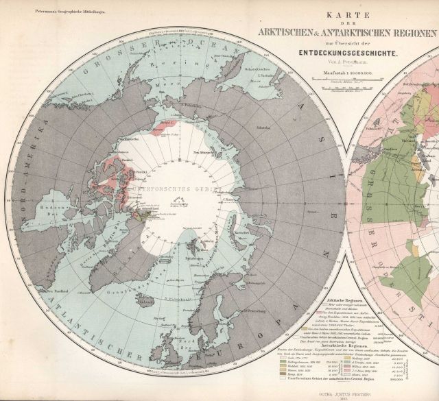 Map of the Arctic and Antarctic Regions as published in Petermann's Geographische Mittheilungen 1865 Picture