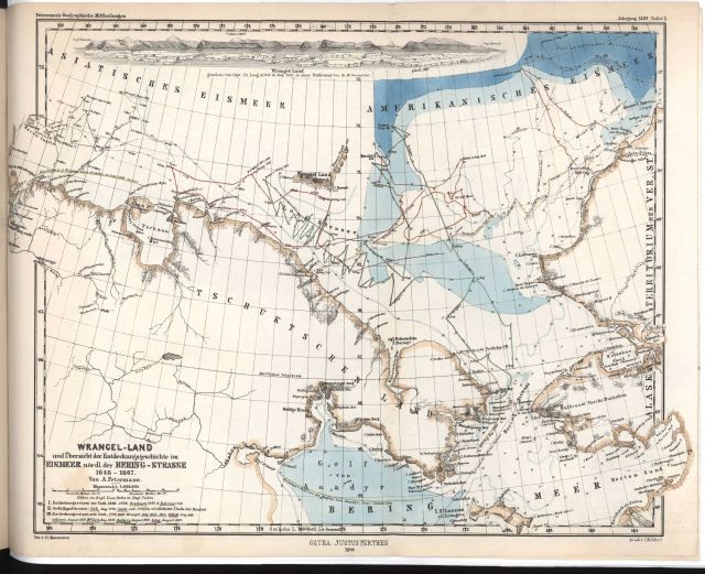 Map showing expeditions through Bering Strait and into the Asiatic and American Ice Sea (present day Chukchi and Beaufort Seas Picture