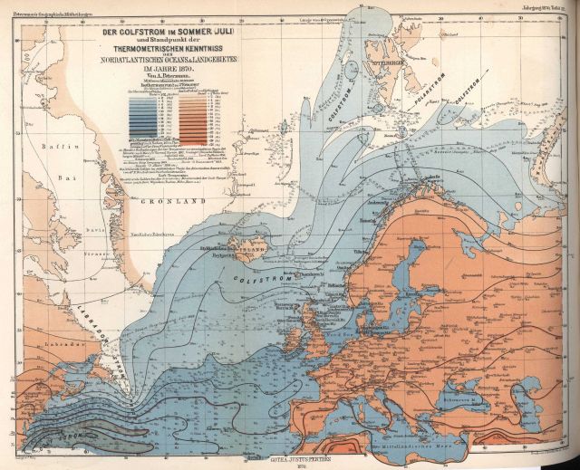 Map of the northern extent and influence of the Gulf Stream with isotherms Picture
