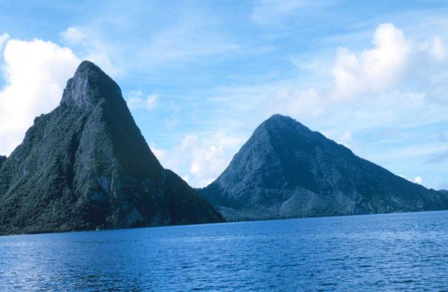 The Pitons from offshore Picture