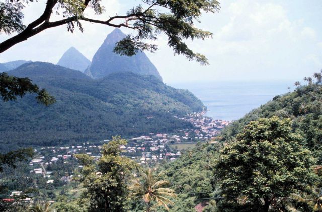 The Pitons from a land view Picture