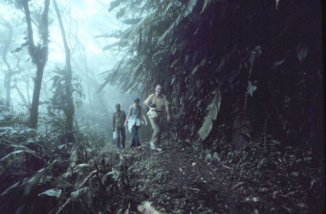 Dave Hardy, NODC scientist on collecting expedition, followed by biologist Linda Parish Picture