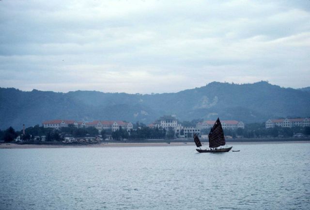 Sampan sailing on river Picture